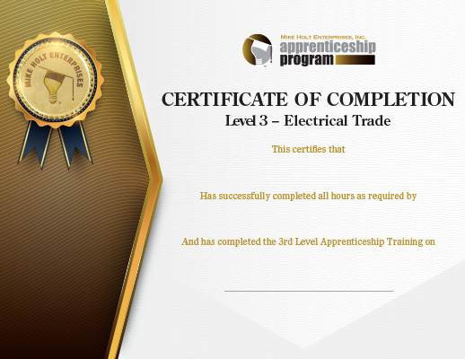 Certificate of Completion for Level 3
